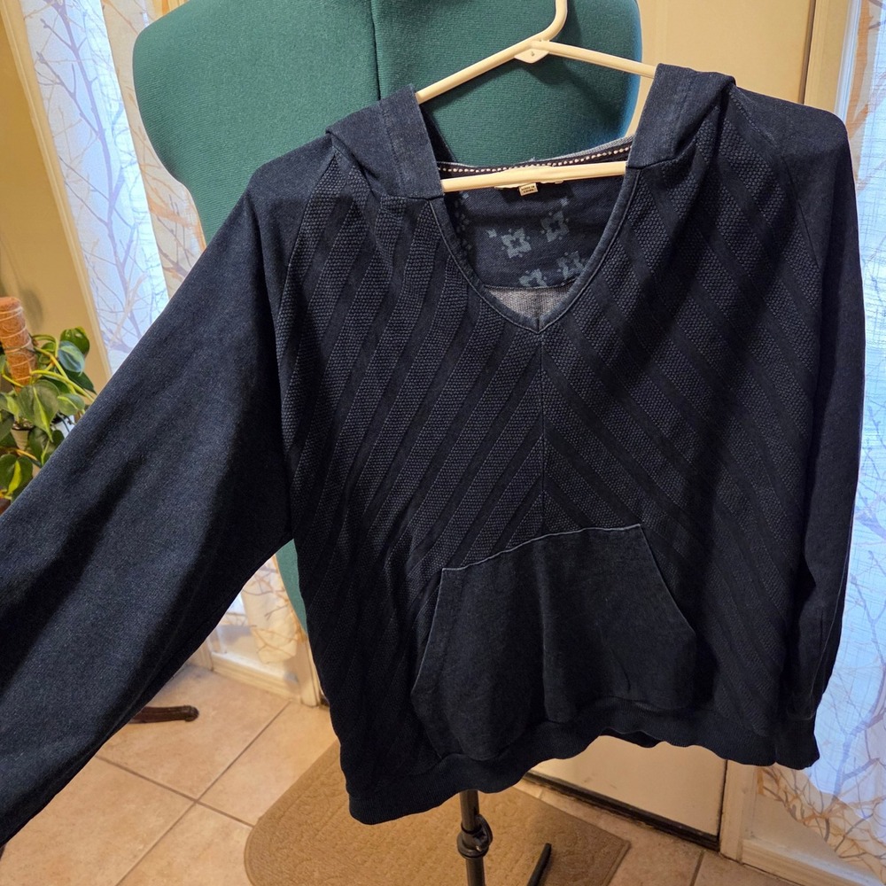 Bearpaw Women's Blue V-Neck Hooded Pullover Sweatshirt Casual Comfy‎ Medium - Picture 6 of 6